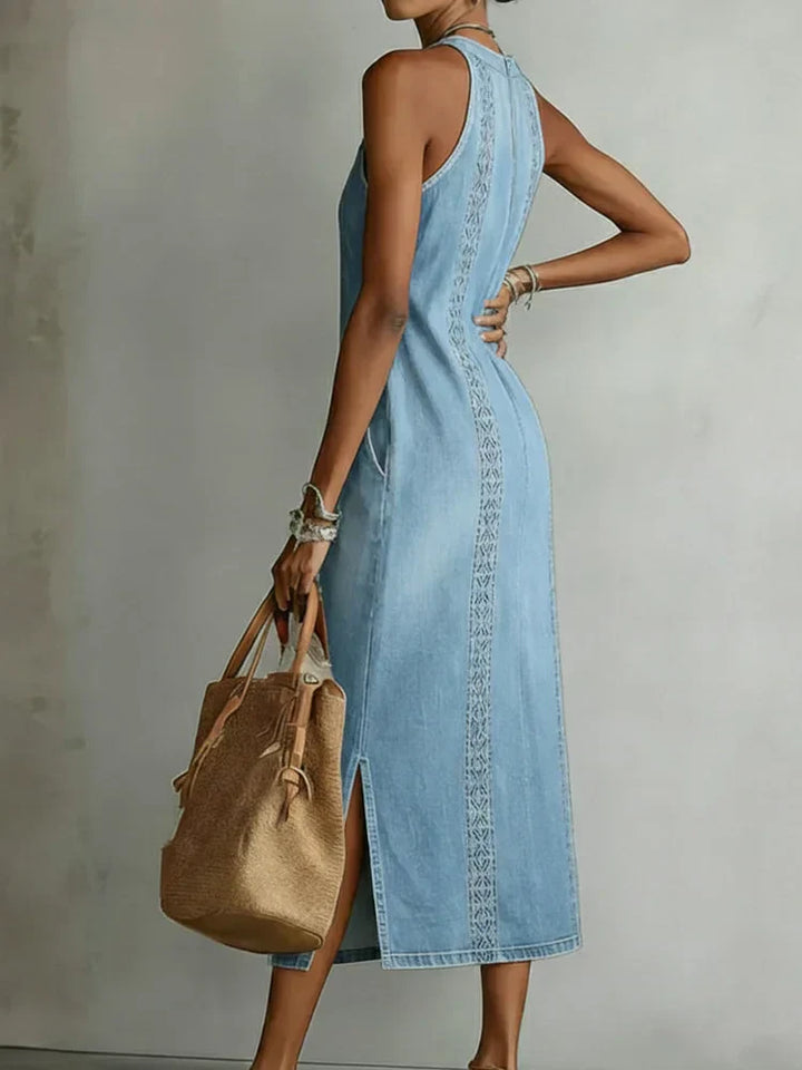 Julia – Retro Lace Denim Dress