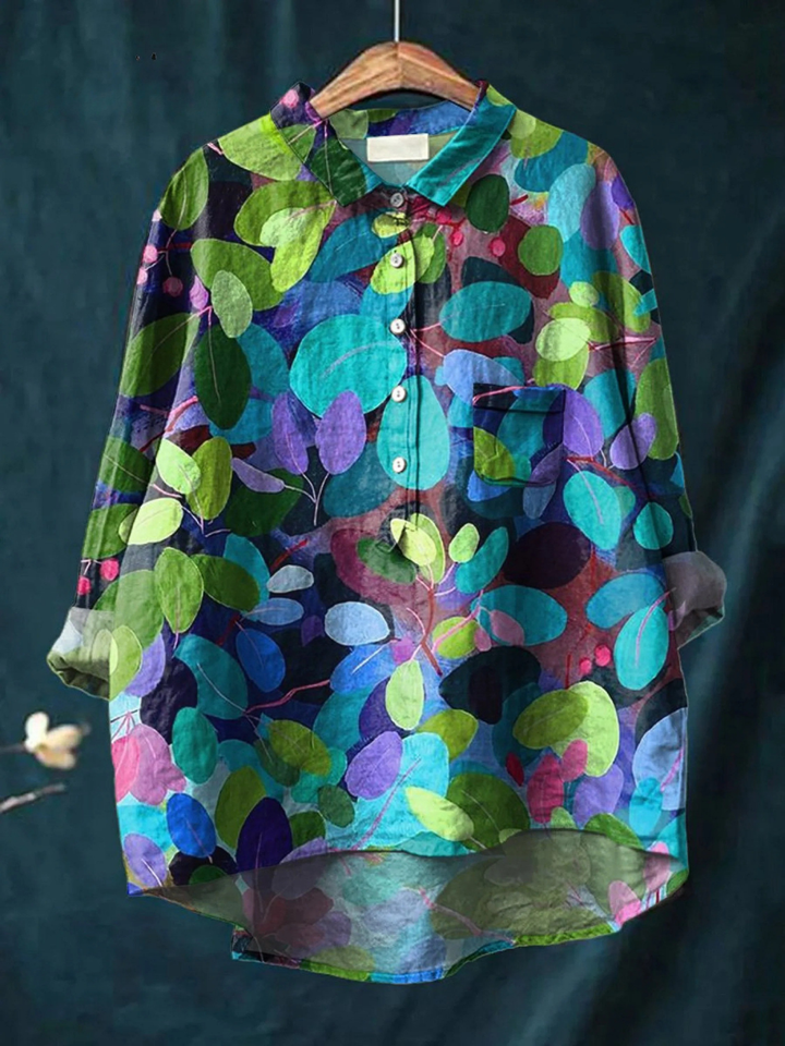 Adriana | Camicia casual da donna con arte del bosco stampata