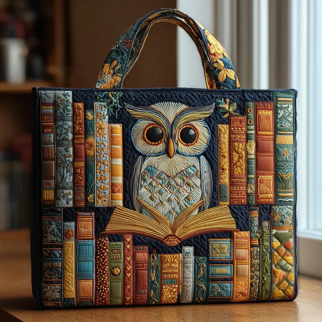 Handmade Bag | Owl and Antique Books