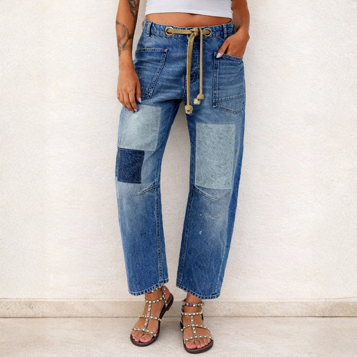 Margaret – Patchwork Drawstring Jeans