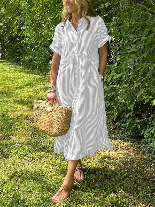 Vanessa - Striped Button-Up Dress