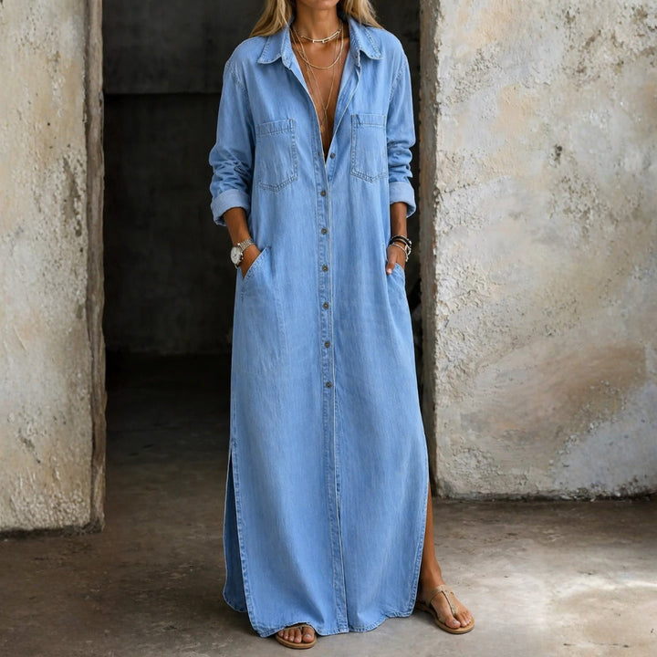Delana – Button-Down Denim Dress