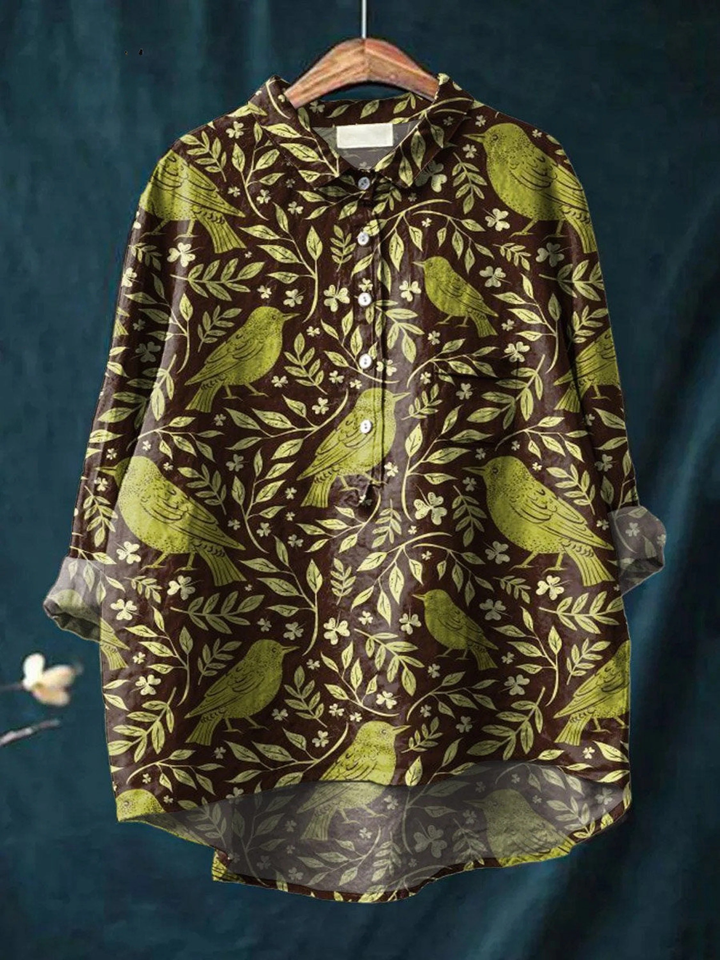 Remedios | Maglietta Casual in Stile Vintage con Motivo Floreale