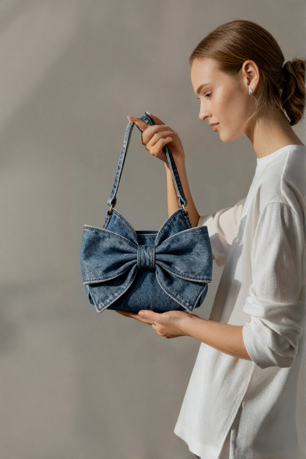 Anika – Retro Bow Denim Bag