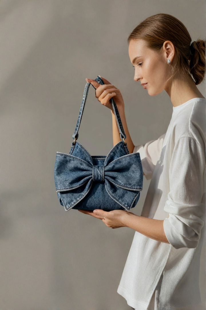 Anika – Retro Bow Denim Bag