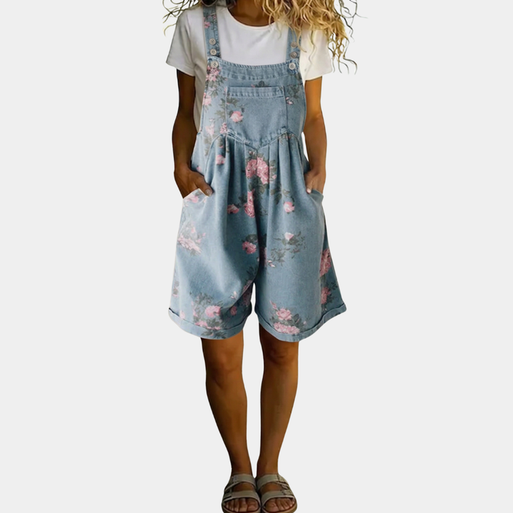 Joanne – Floral Denim Jumpsuit