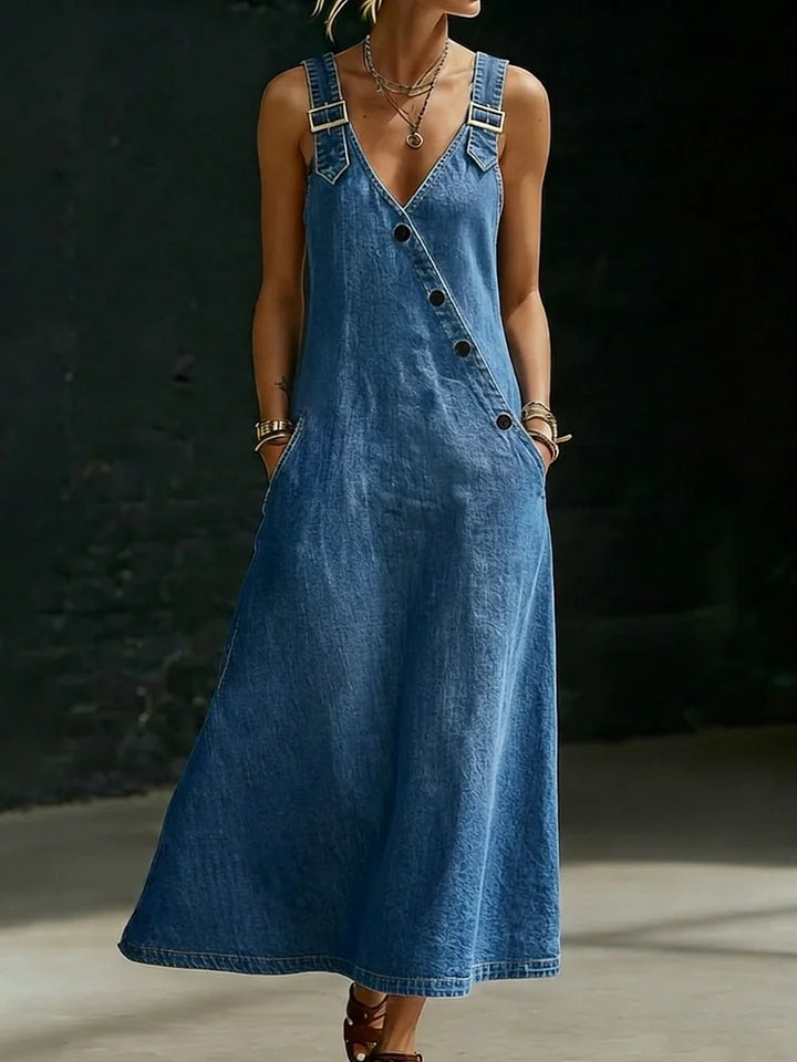 Vera – Long Denim Button-Down Dress