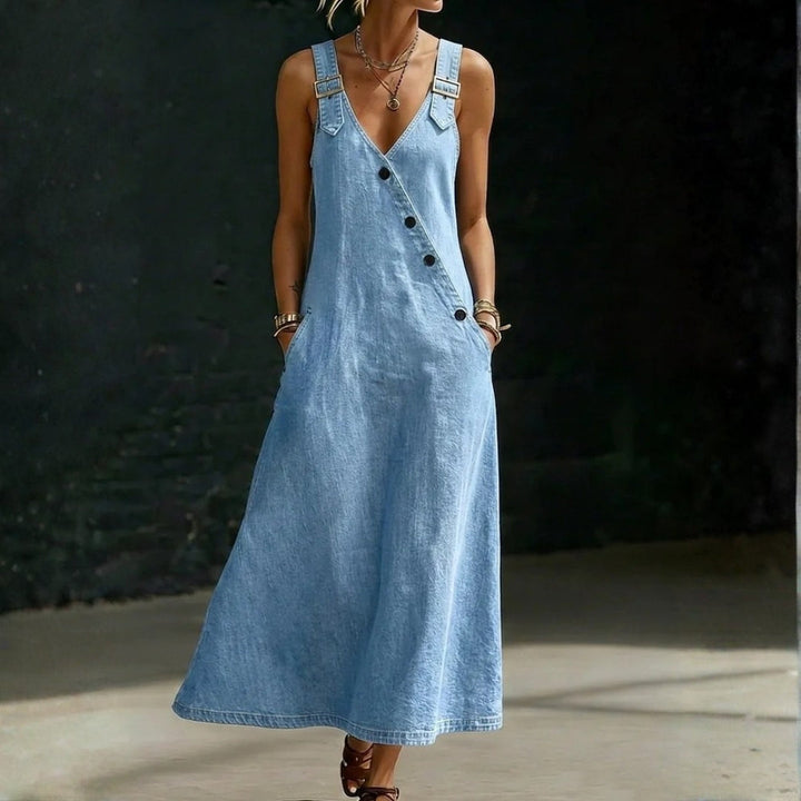 Vera – Long Denim Button-Down Dress