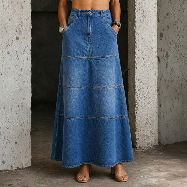 Mary – Mid-Length Denim Skirt
