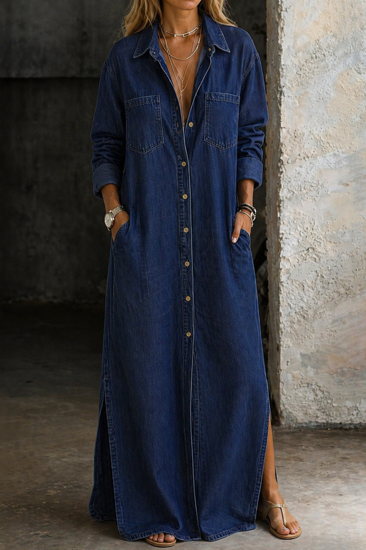 Delana – Button-Down Denim Dress