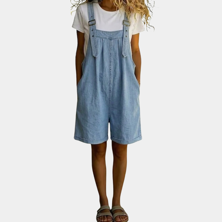 Lillian – Soft Cotton Short Denim Jumpsuit