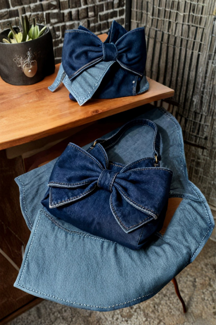 Anika – Retro Bow Denim Bag