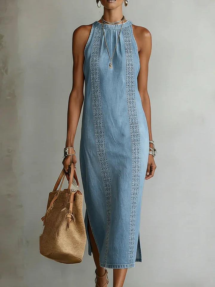 Julia – Retro Lace Denim Dress