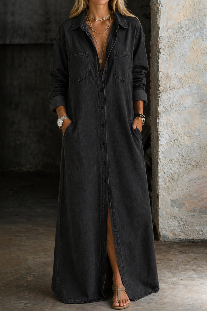 Delana – Button-Down Denim Dress