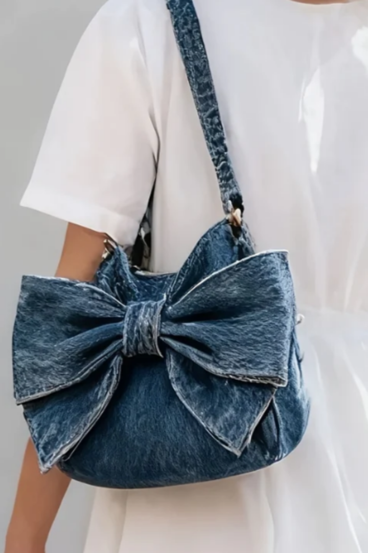 Anika – Retro Bow Denim Bag