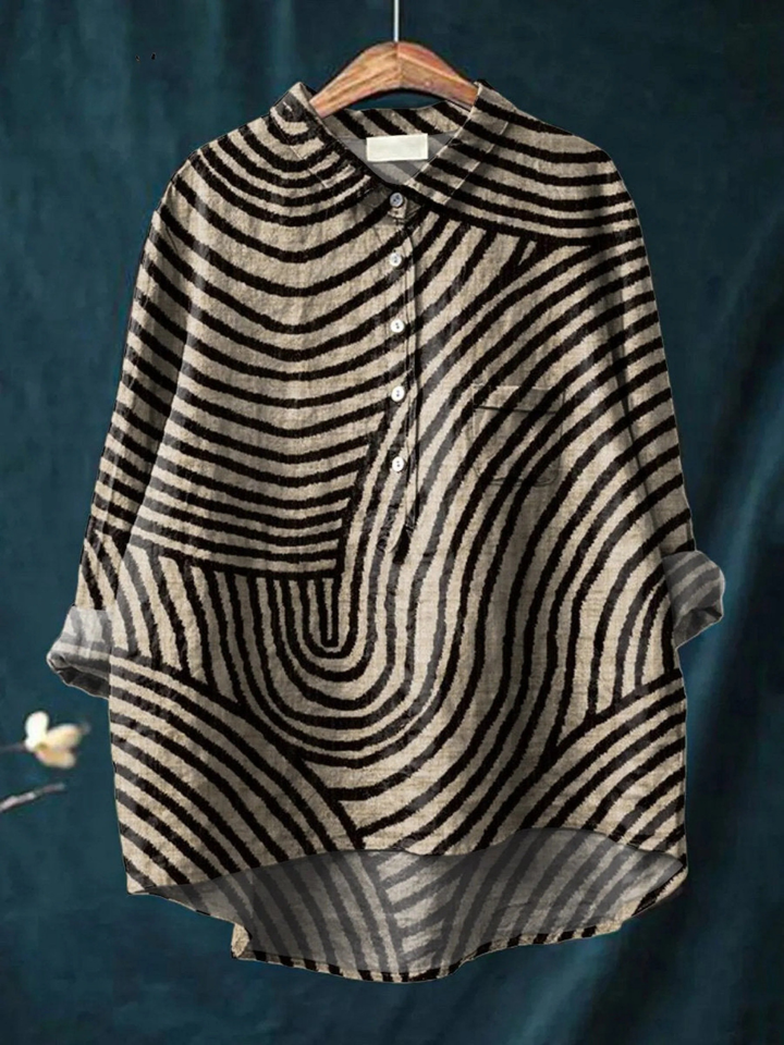 Cecelia | Camicia casual con stampa circolare di linee