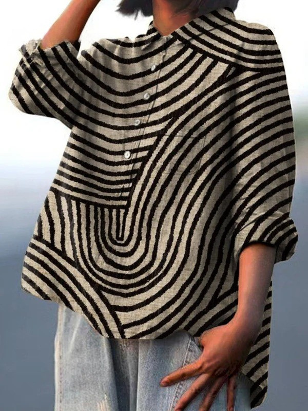 Cecelia | Camicia casual con stampa circolare di linee