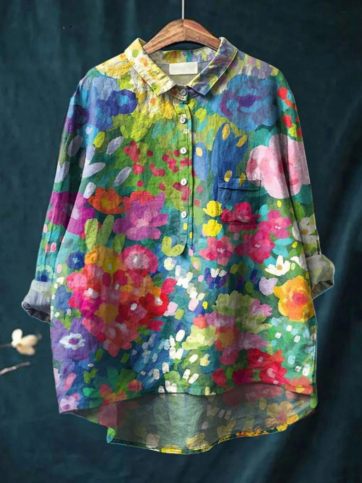 Lucía | Camicia Casual in Stile Vintage con Motivo Floreale per Donne
