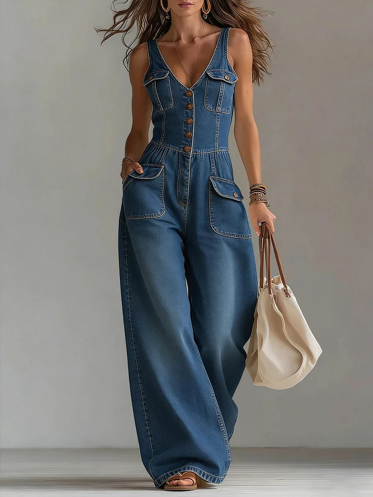 Sophie – Casual Denim Wide-Leg Jumpsuit