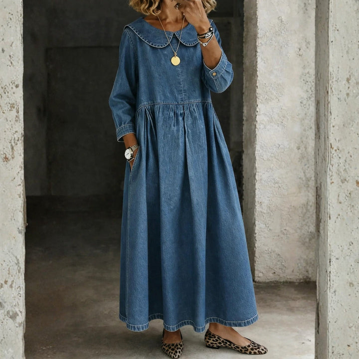 Clara – Peter Pan Collar Denim Dress