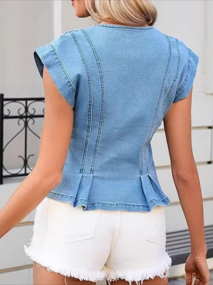 Viera – V-Neck Denim Top