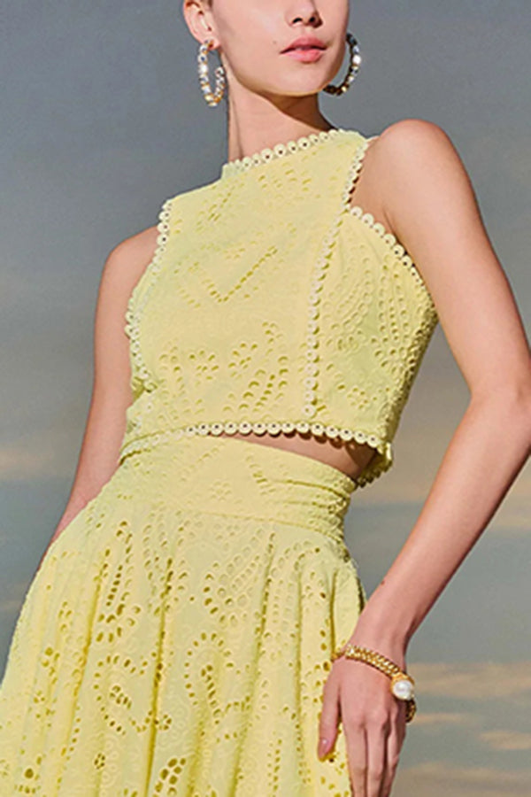 Larissa™ Embroidered Top & High-Waist Maxi Skirt Set | Elegant Two Piece Outfit