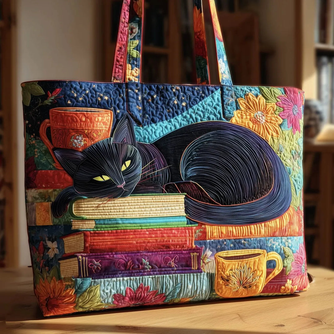 Handmade Bag | Black Cat with Books