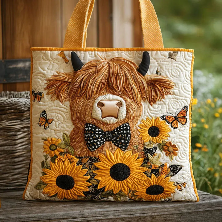 Handmade Bag | Highland Cow with Sunflowers