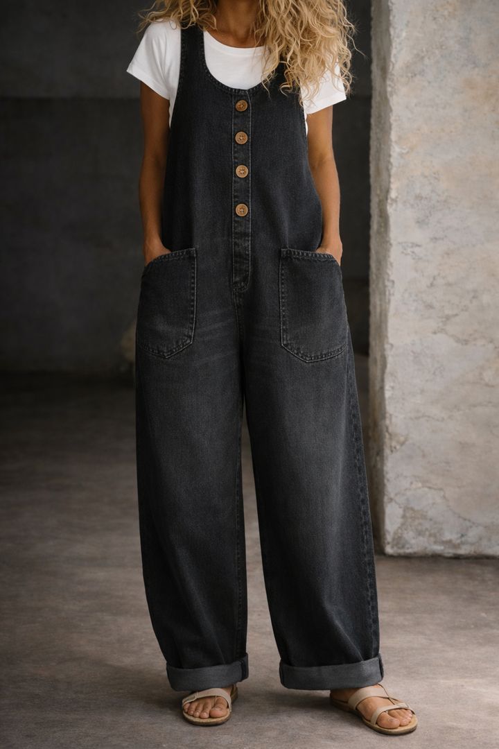 Bethany – Vintage Washed Cotton Denim Overalls
