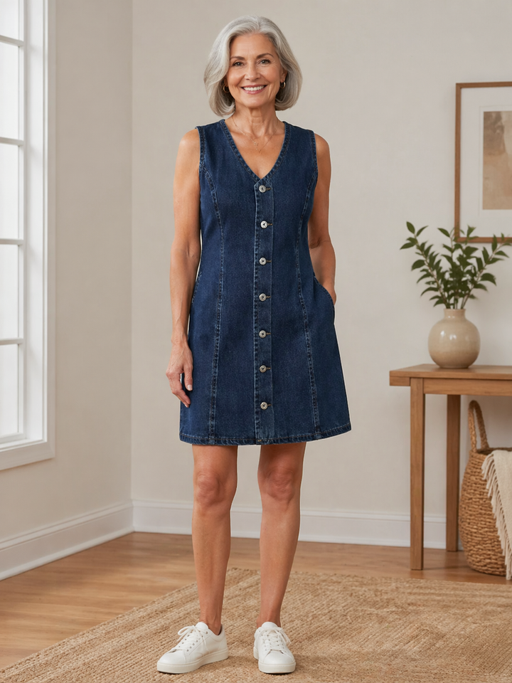 Lila – Casual Denim Overall Dress