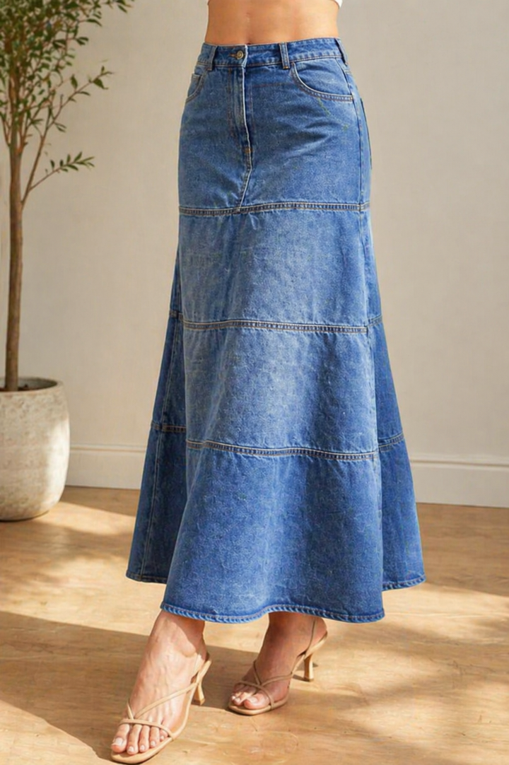 Mary – Mid-Length Denim Skirt