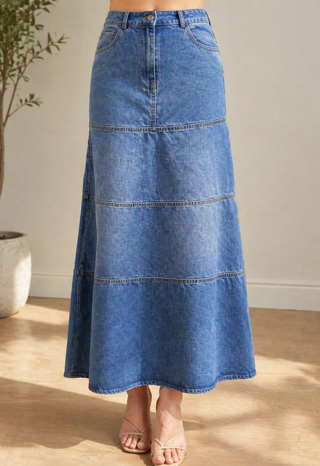 Mary – Mid-Length Denim Skirt