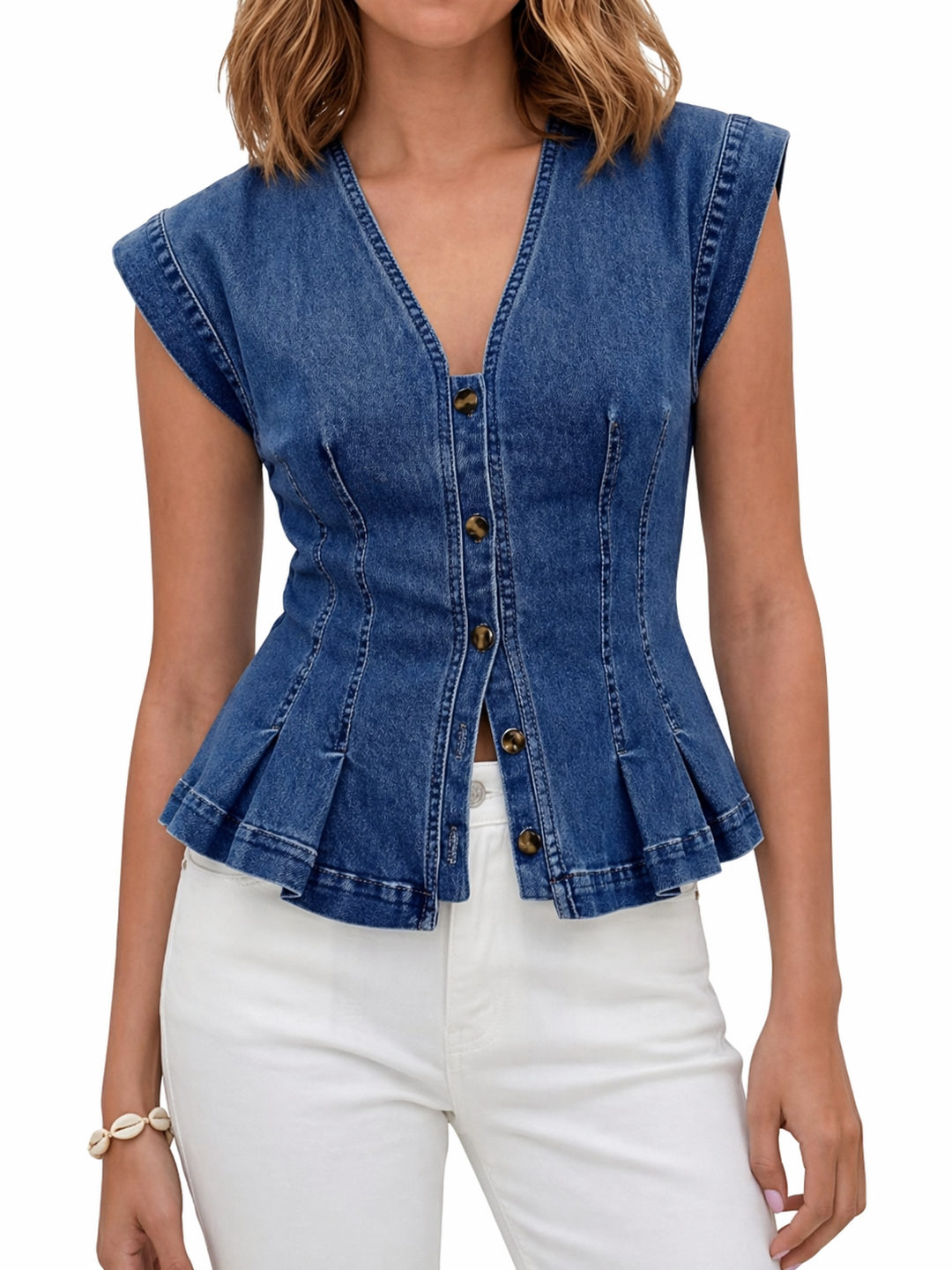 Viera – V-Neck Denim Top