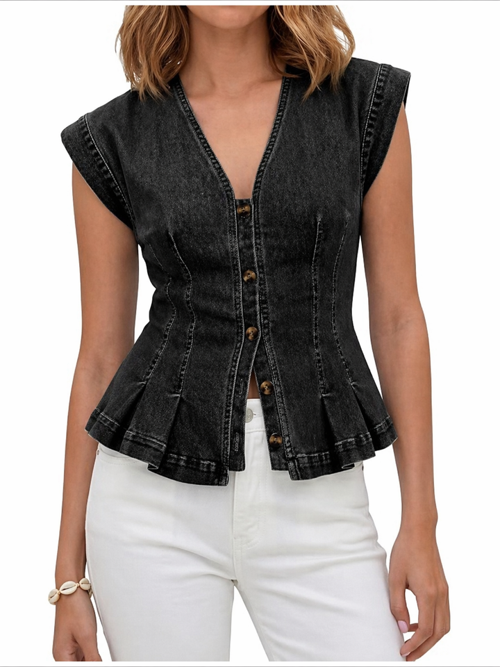 Viera – V-Neck Denim Top