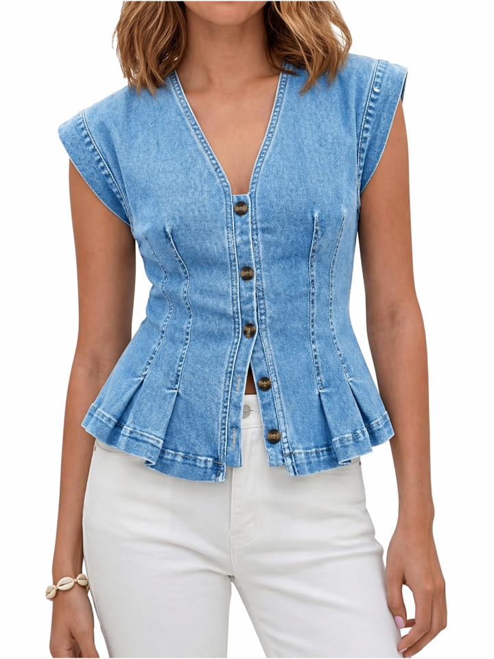 Viera – V-Neck Denim Top