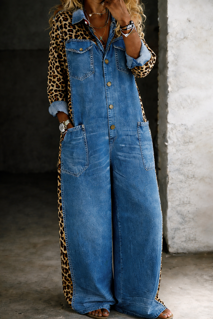 Amanda – One-Piece Denim Shirt Jumpsuit