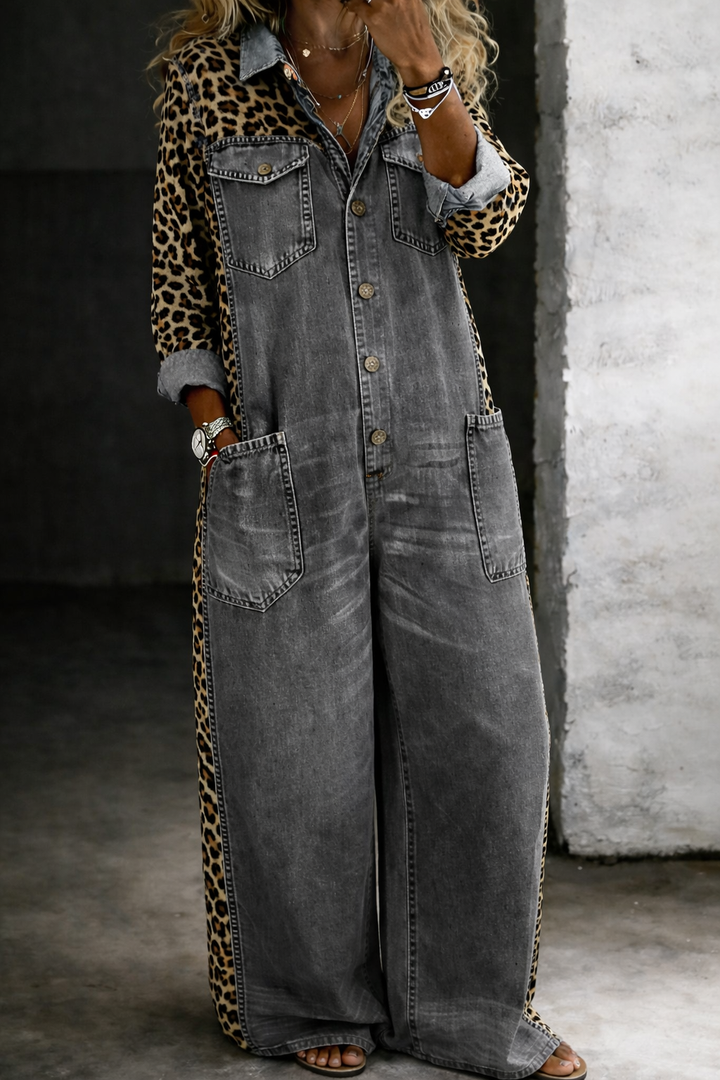 Amanda – One-Piece Denim Shirt Jumpsuit