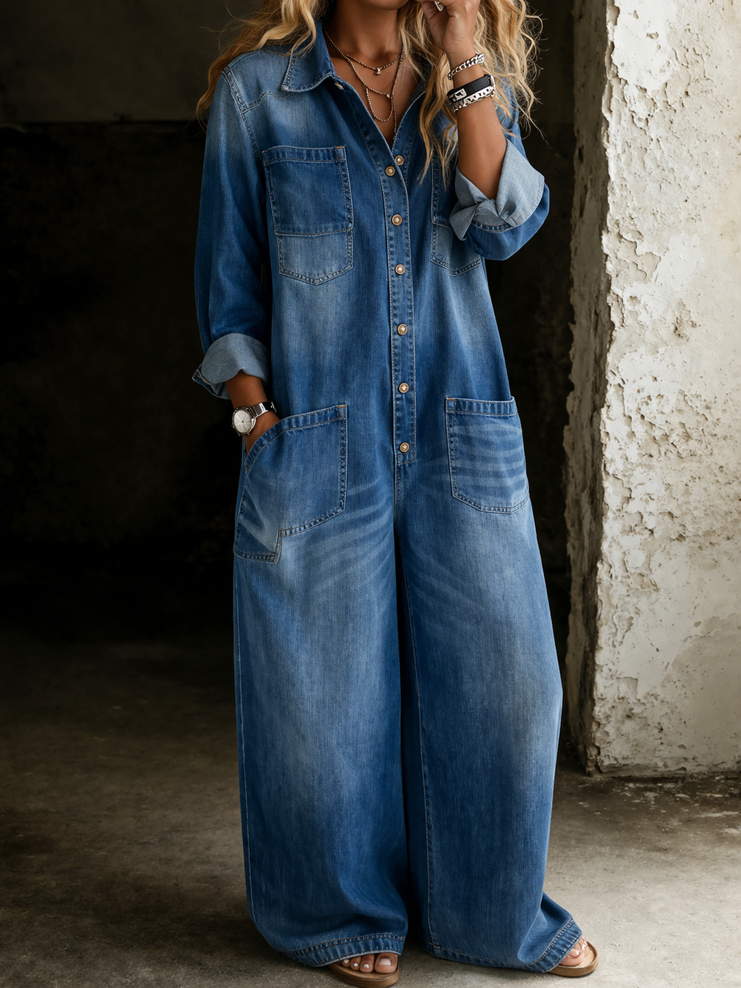 Patricia – Comfortable Casual Denim Jumpsuit