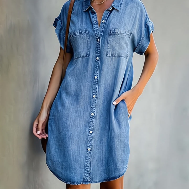 Mary – Button-Up Denim Shirt Dress