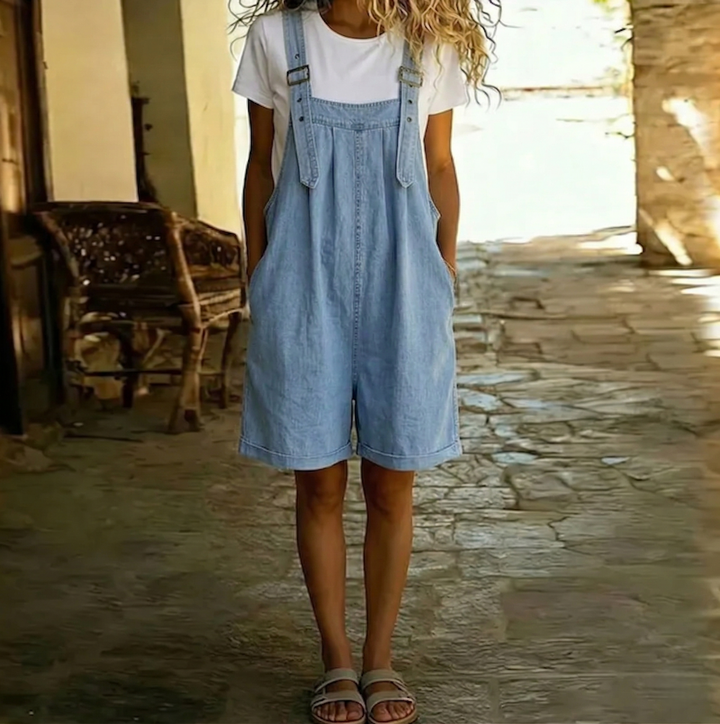 Lillian – Soft Cotton Short Denim Jumpsuit