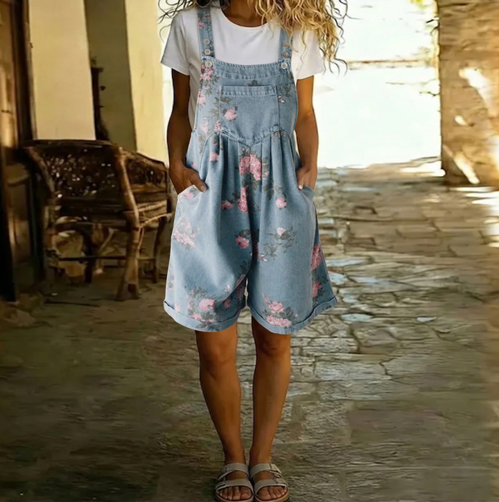 Joanne – Floral Denim Jumpsuit