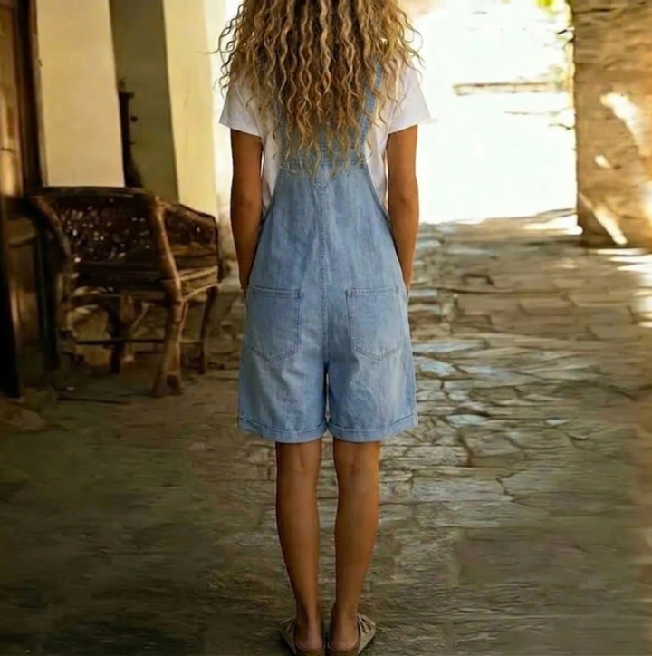 Lillian – Soft Cotton Short Denim Jumpsuit