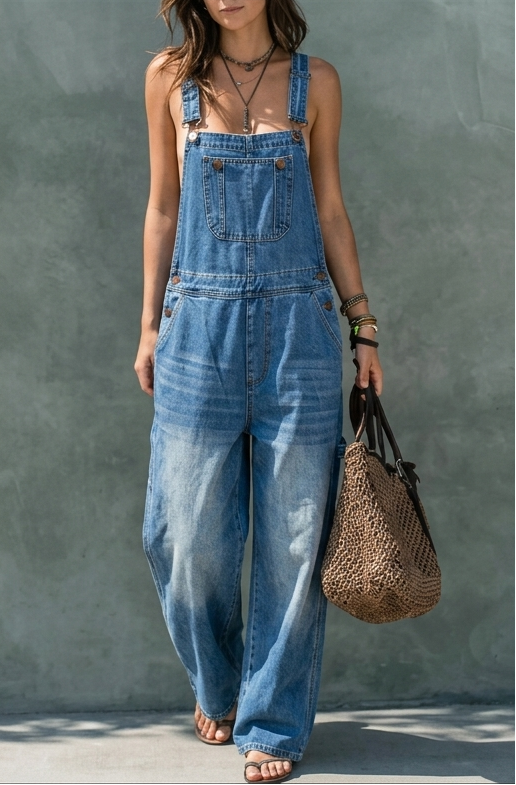 Harper – Elastic Waist Denim Jumpsuit
