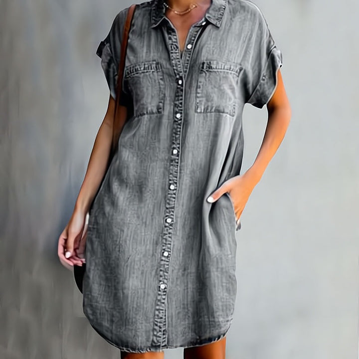 Mary – Button-Up Denim Shirt Dress