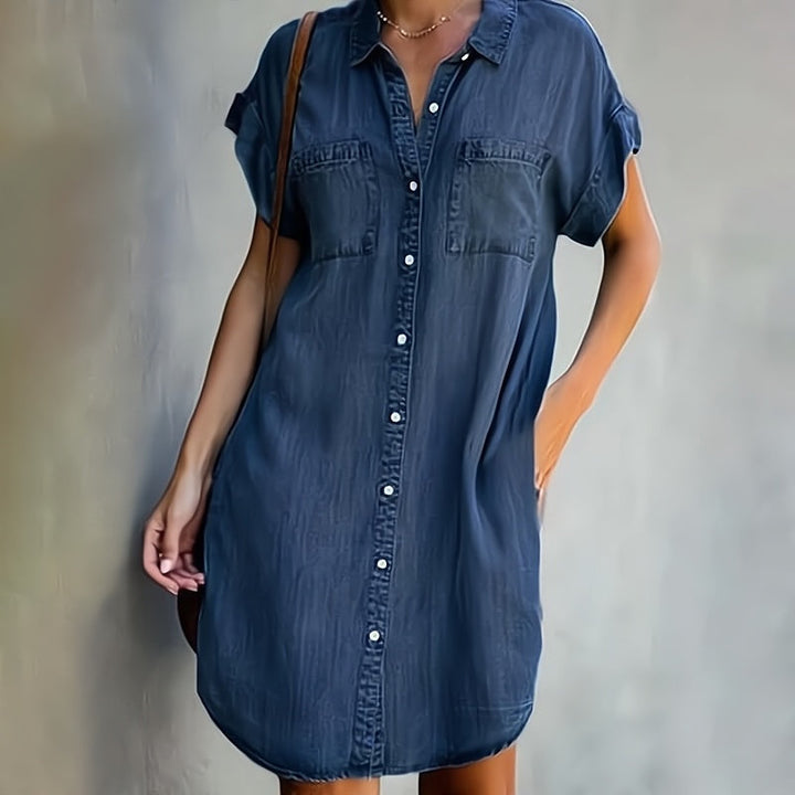 Mary – Button-Up Denim Shirt Dress