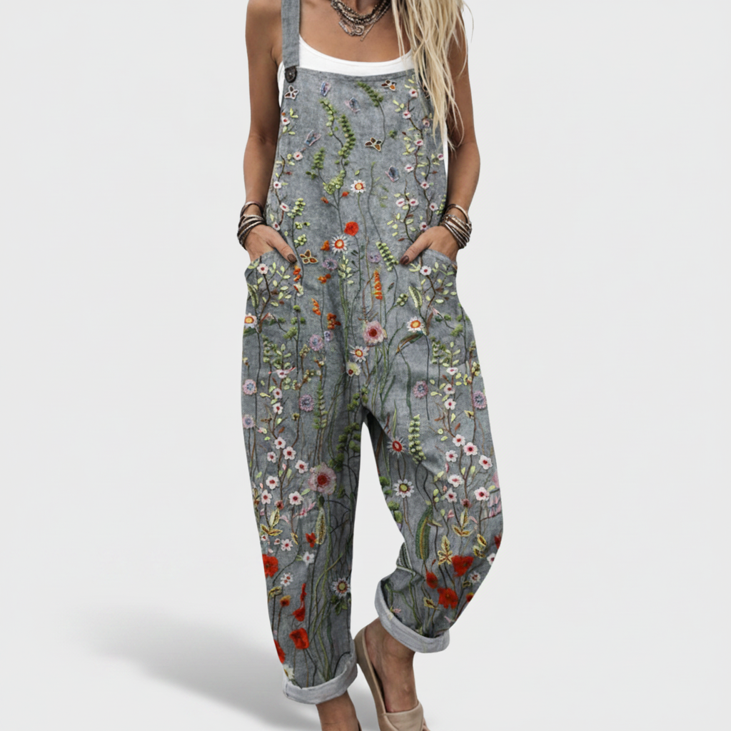 Hazel | Printed Wide-Leg Overalls