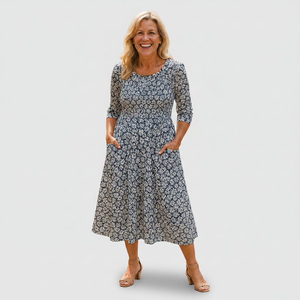 Blanche | Navy Midi Dress