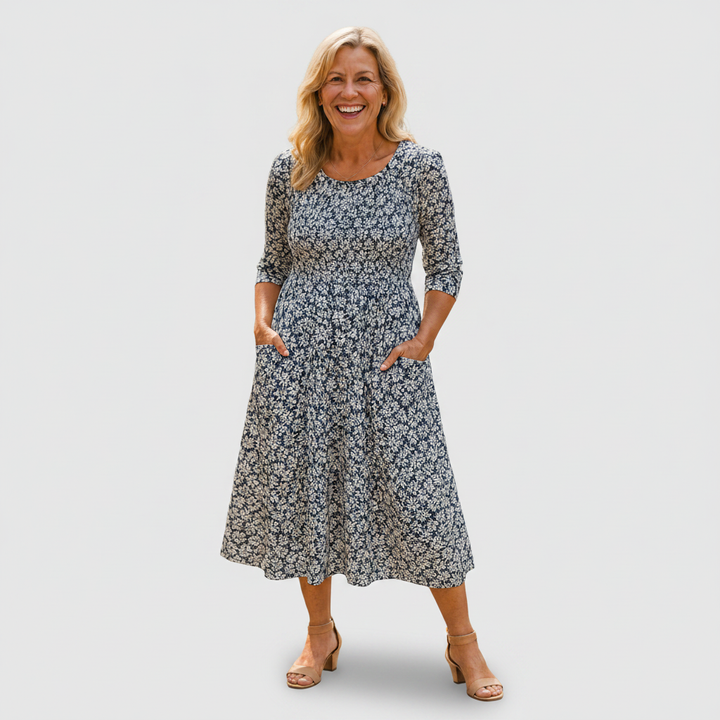 Blanche | Navy Midi Dress