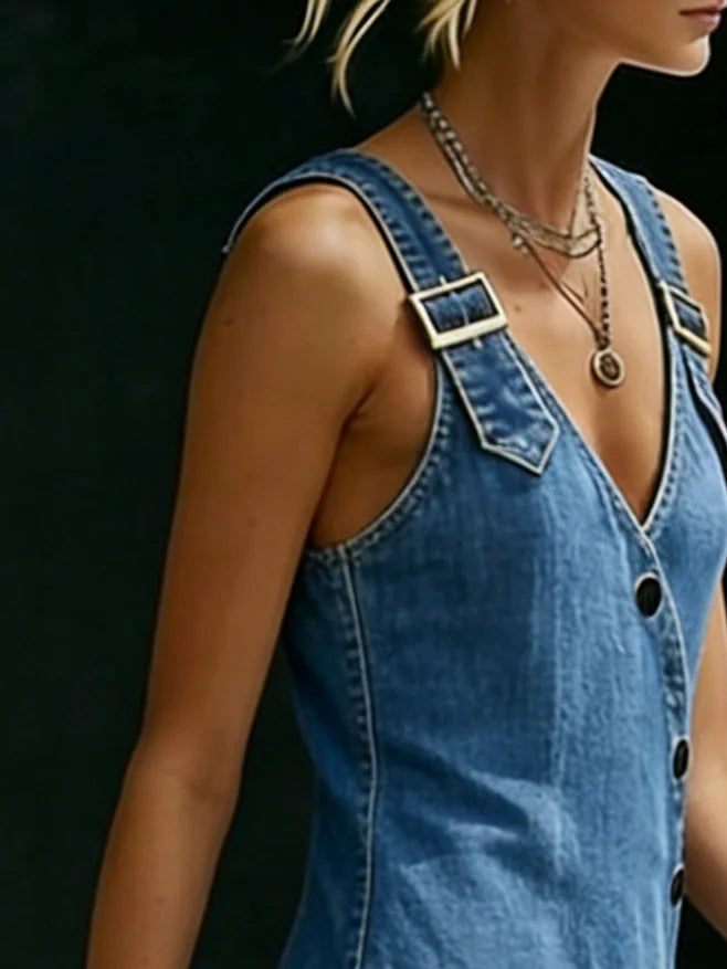 Vera – Long Denim Button-Down Dress