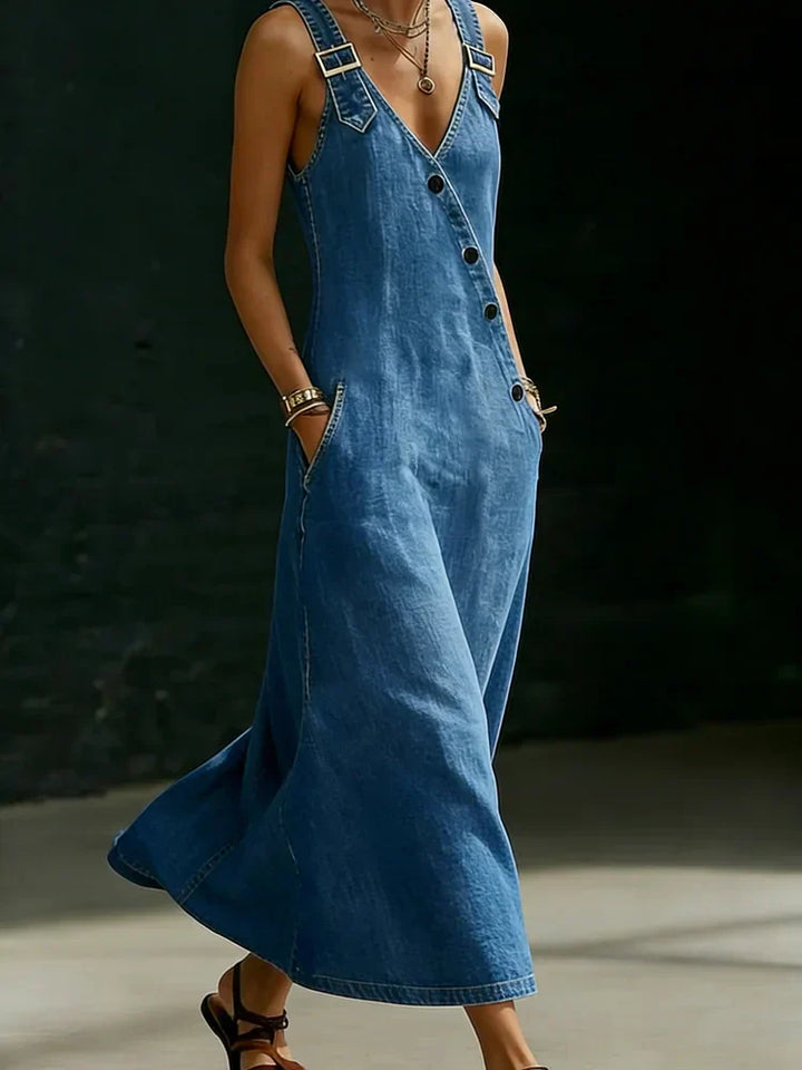 Vera – Long Denim Button-Down Dress